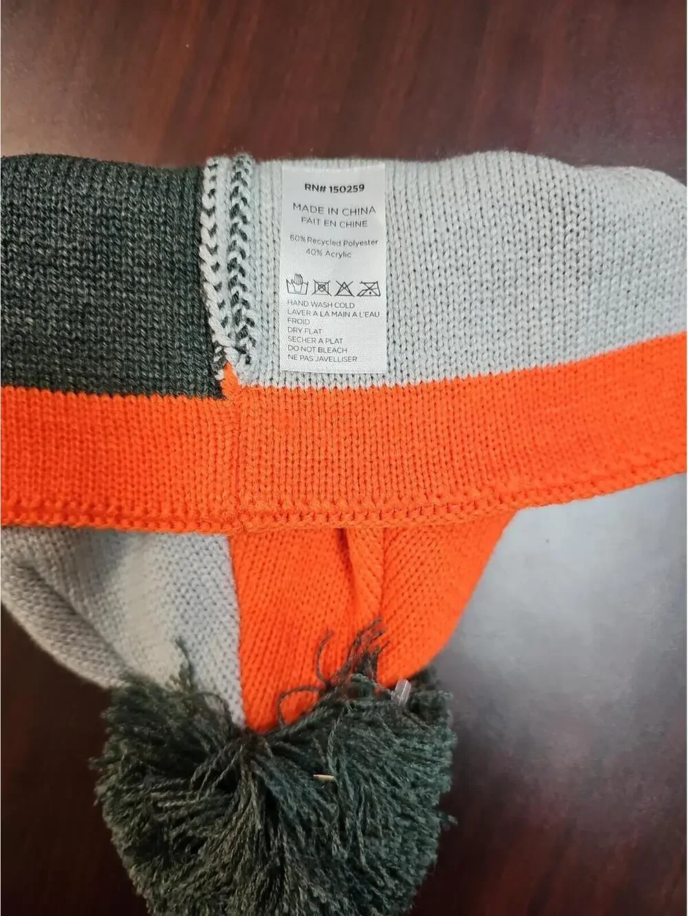 Spacecraft Hat Beanie Knit One Size Orange Gray Pom Mens Ski Outdoor Winter NWOT